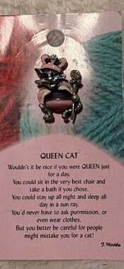 Thoughtful Little Angels Queen Cat Enamel Lapel Pin with Poem Card